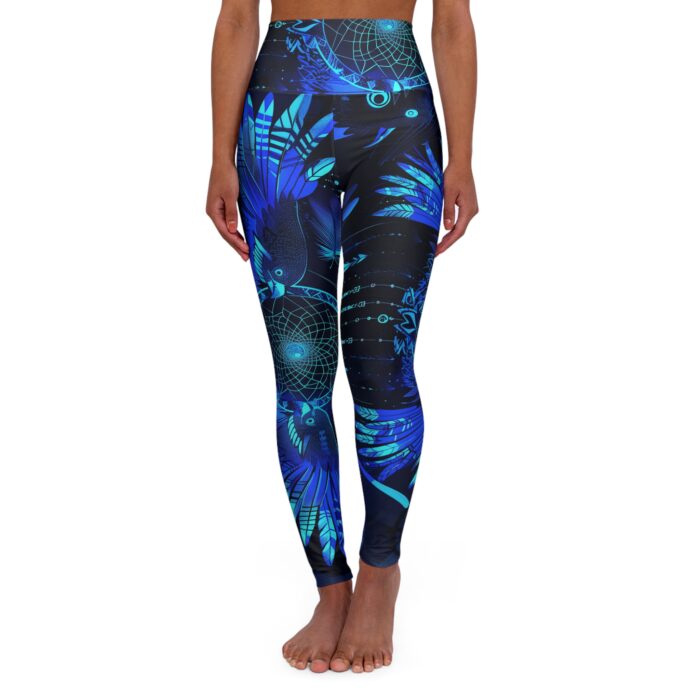 Night Whisperer Feathered High Waisted Yoga Leggings (AOP)