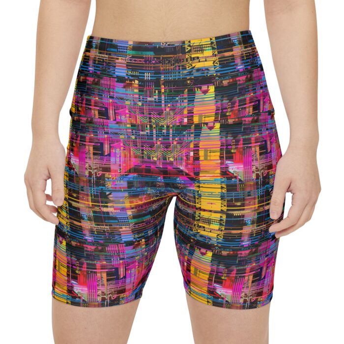 Neon Gridlock Women's Workout Shorts (AOP) - Image 3