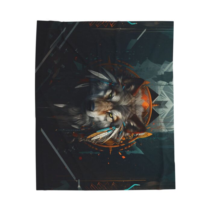 “Guardian Spirit” Tribal Wolf Velveteen Plush Blanket